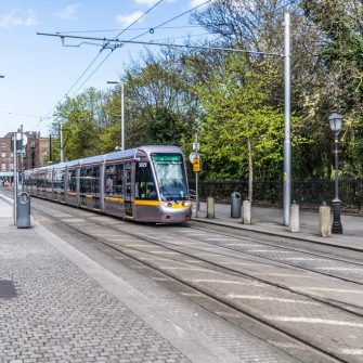 Luas tram stop outside The Green hotel Dublin